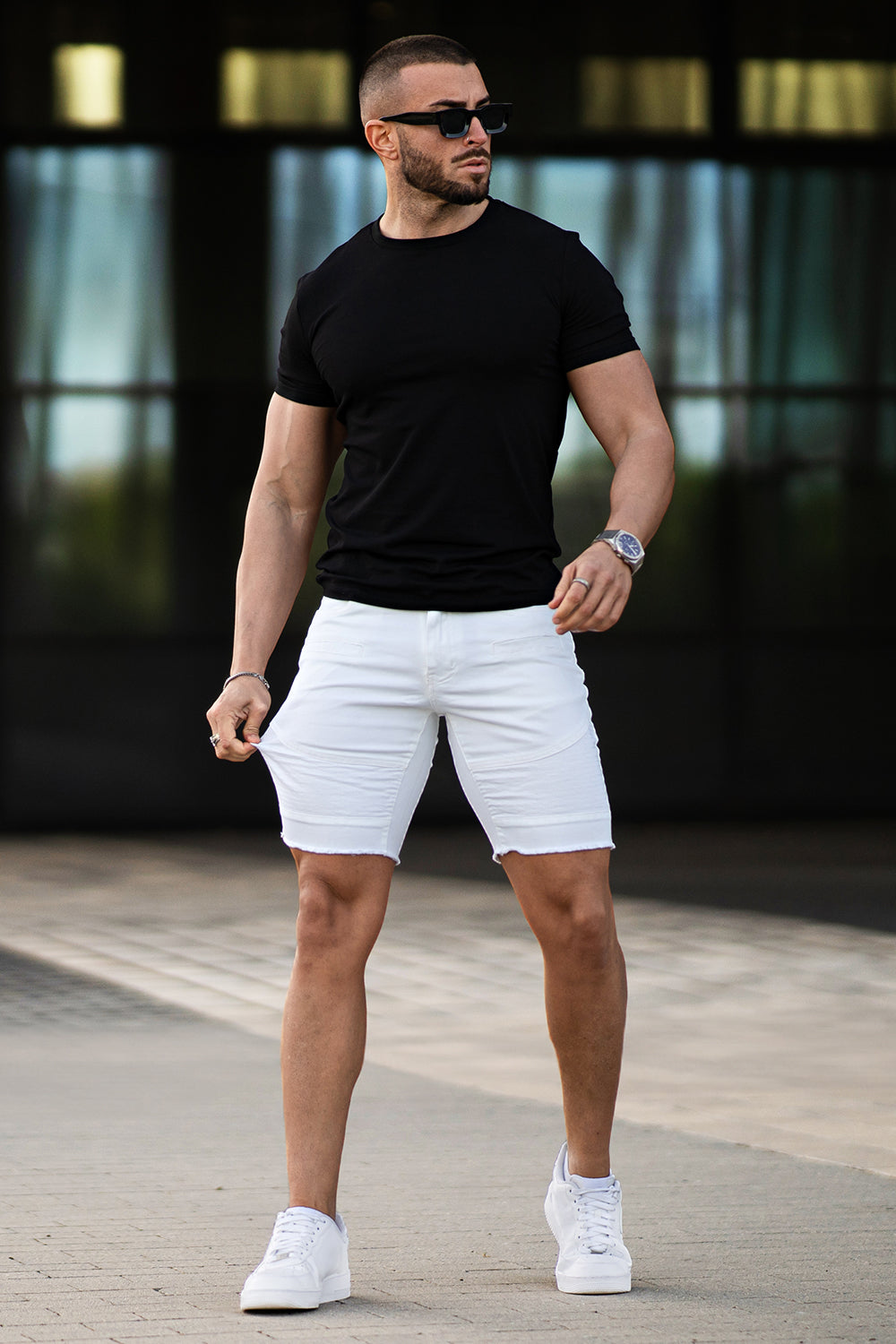 Men's Stretch Denim Short - White