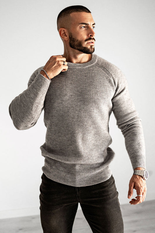 Round Neck Sweater - Grey