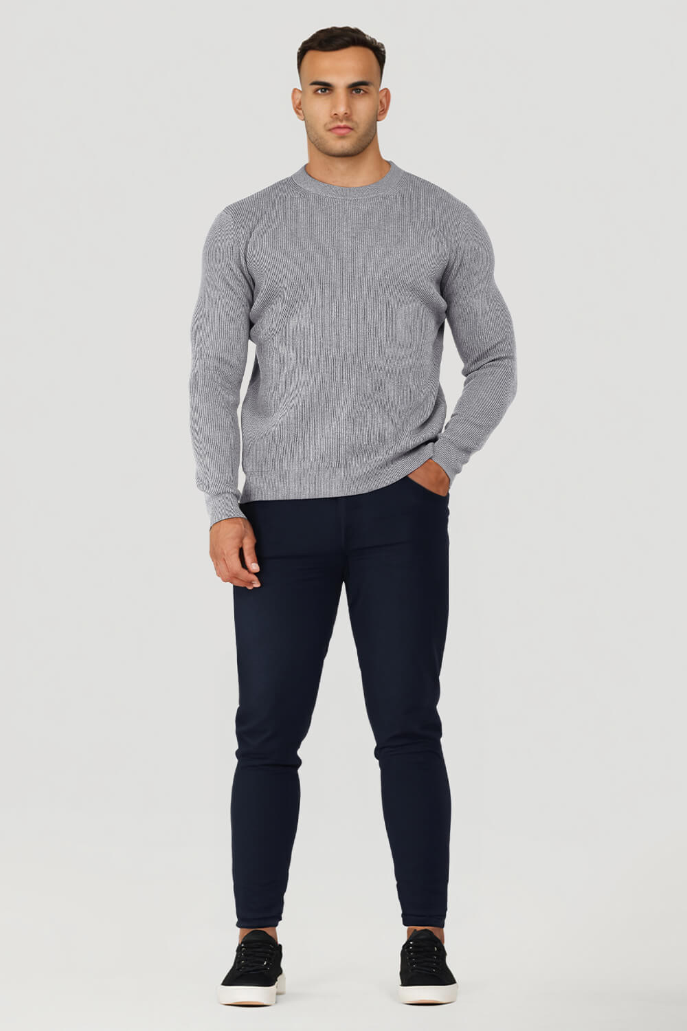 Round Neck Sweater - Grey