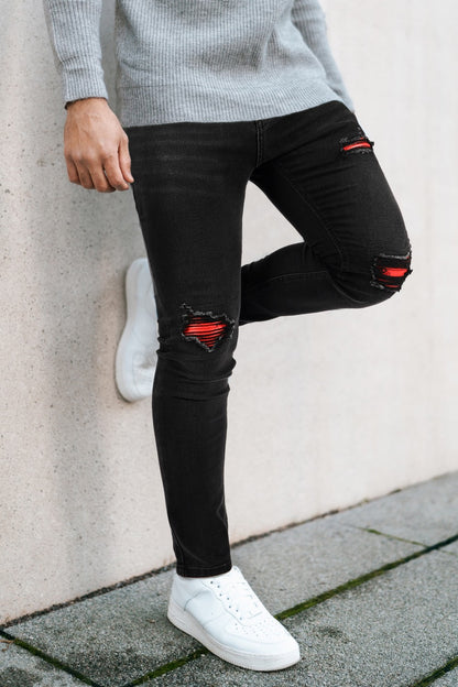 Men's Ripped Knee Skinny Jean - Black