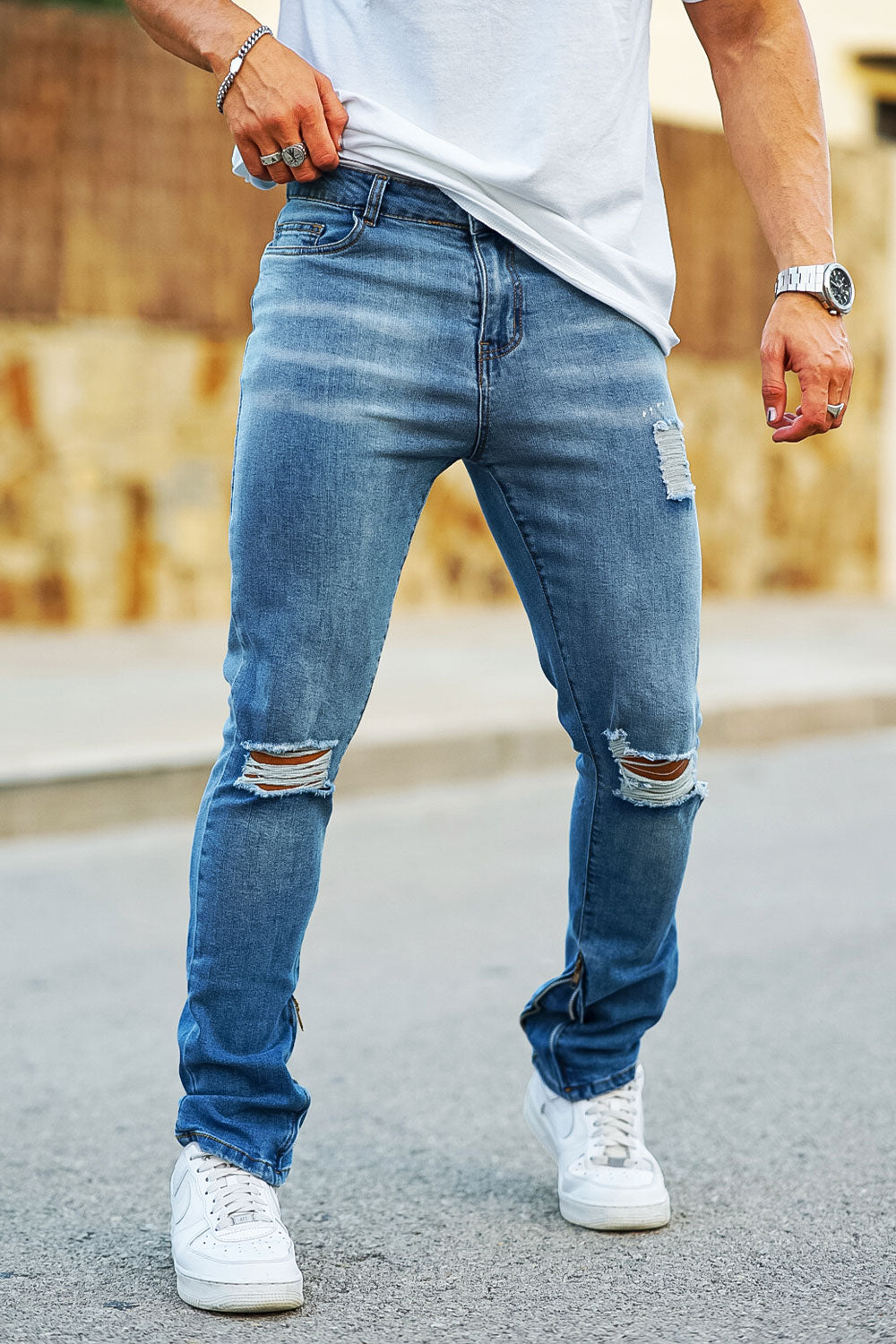 Men's Vintage Jeans With Zipper