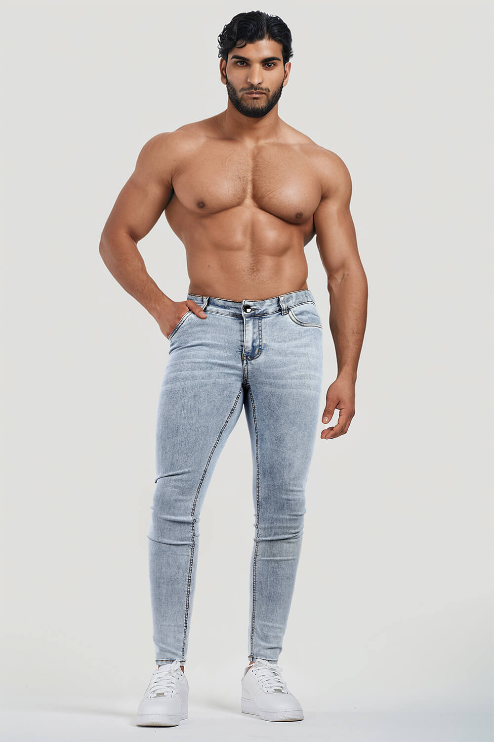 Men Light Blue Skinny Jeans