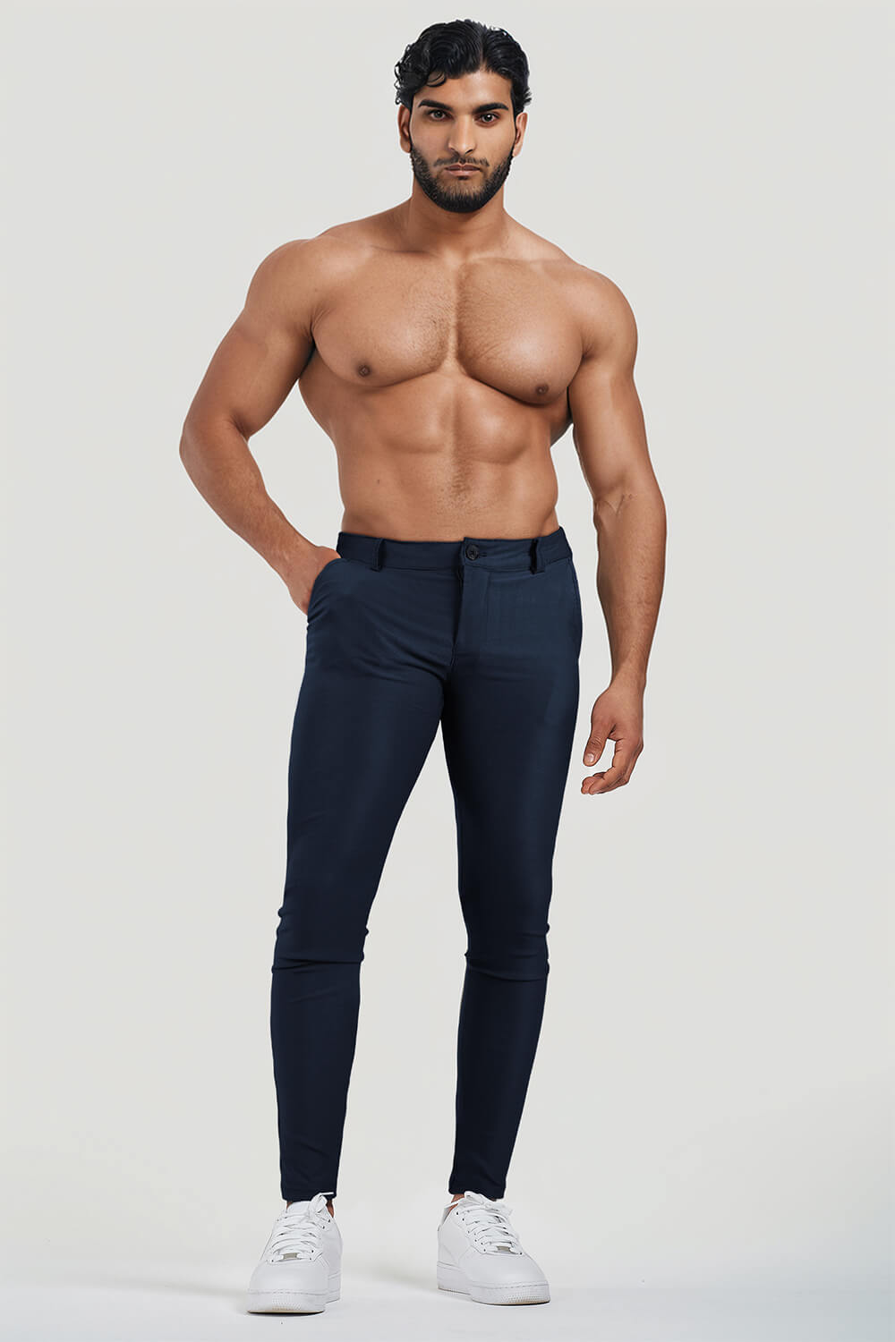 Mens Casual Navy Blue Trousers