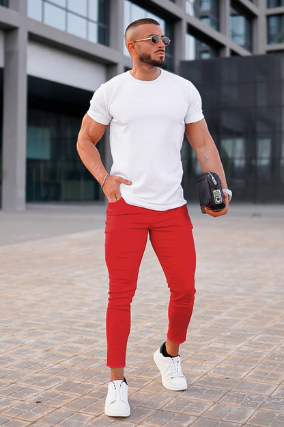 men's red skinny jeans