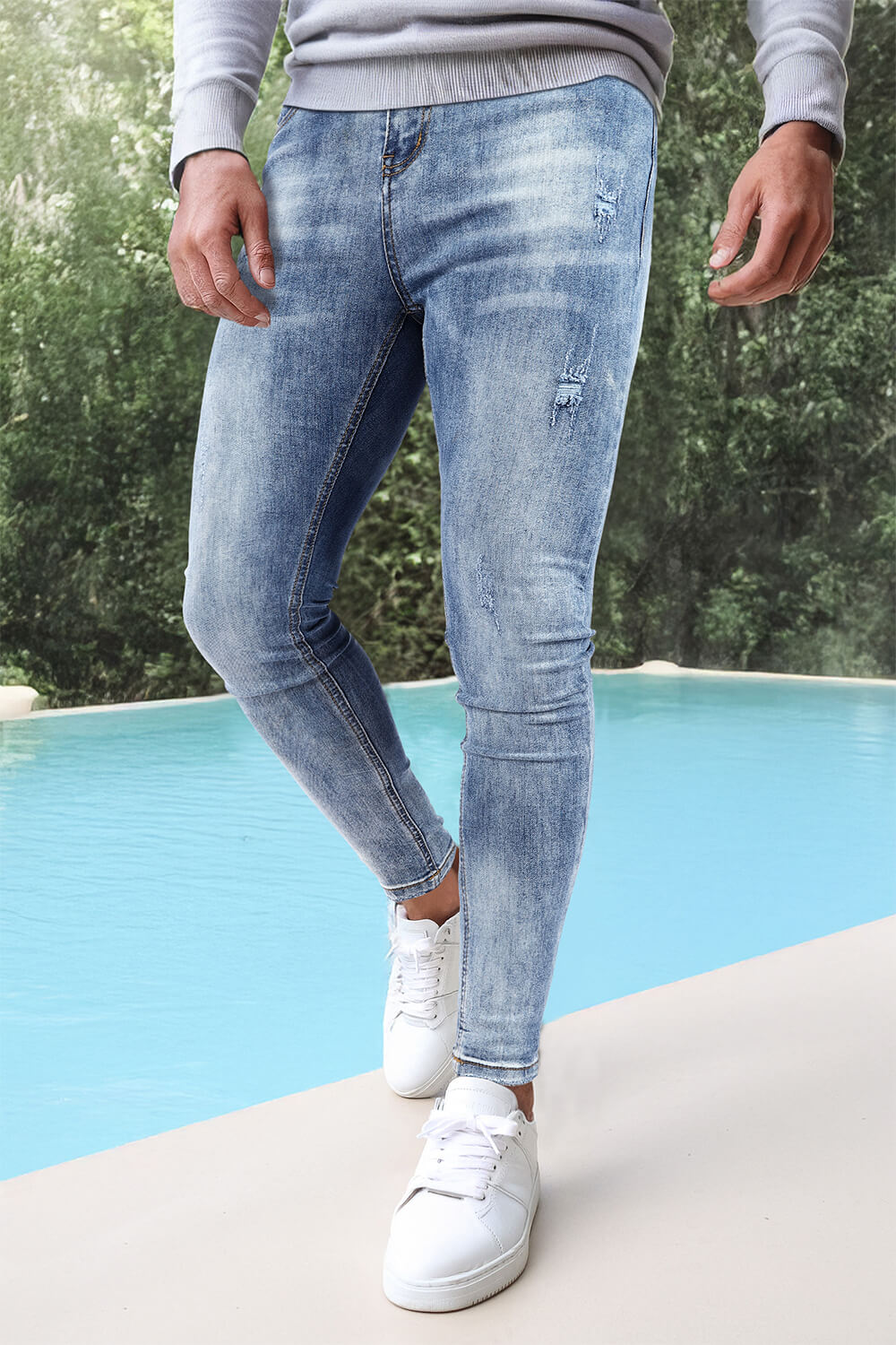 Men Stretch Skinny Jean - Wash Blue