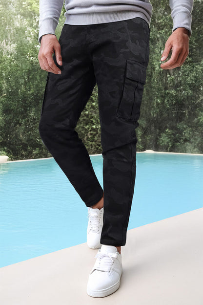 Men's Black Cargo Pant - Camouflage Dark Pattern