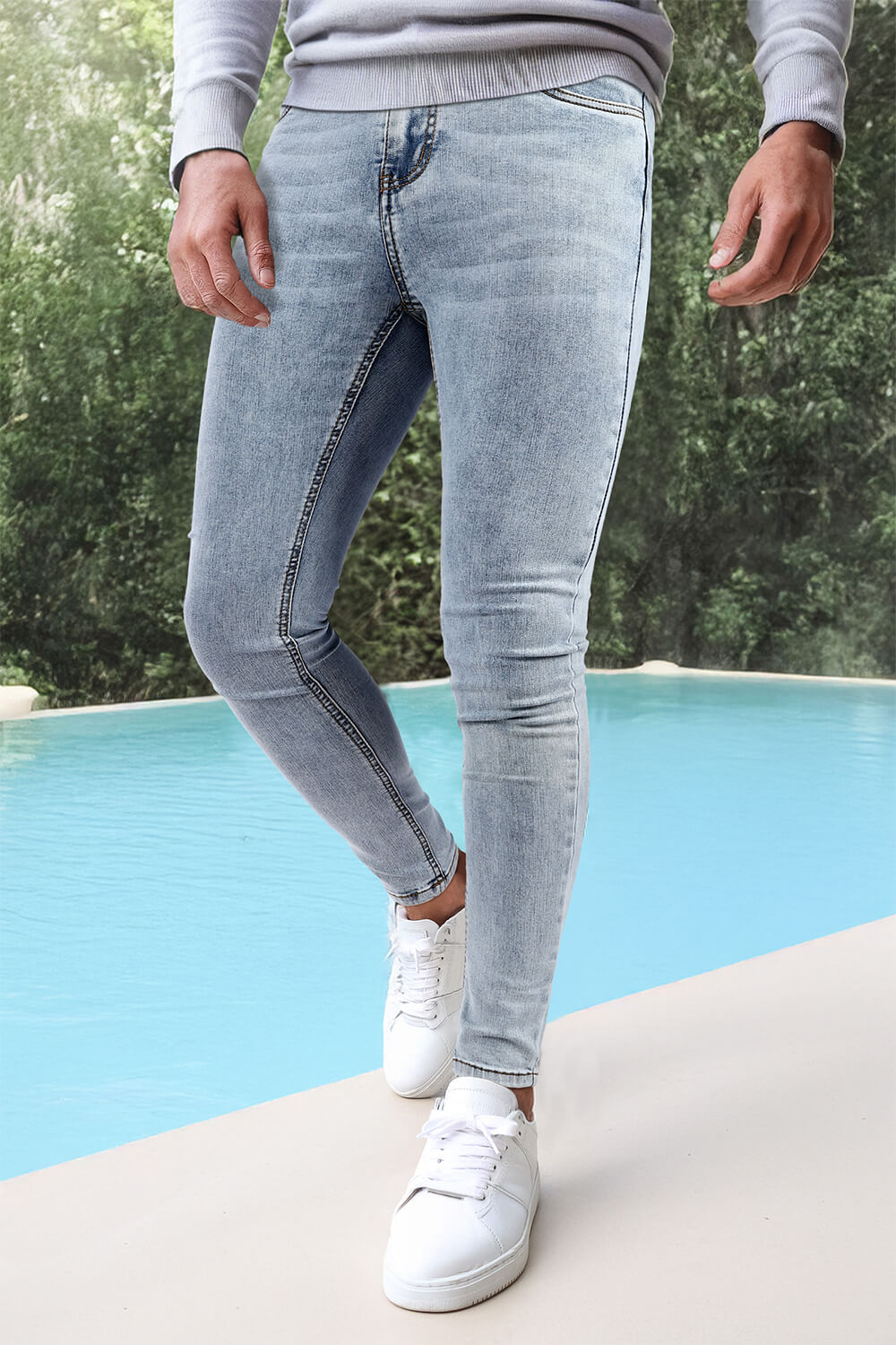 Men Light Blue Skinny Jeans