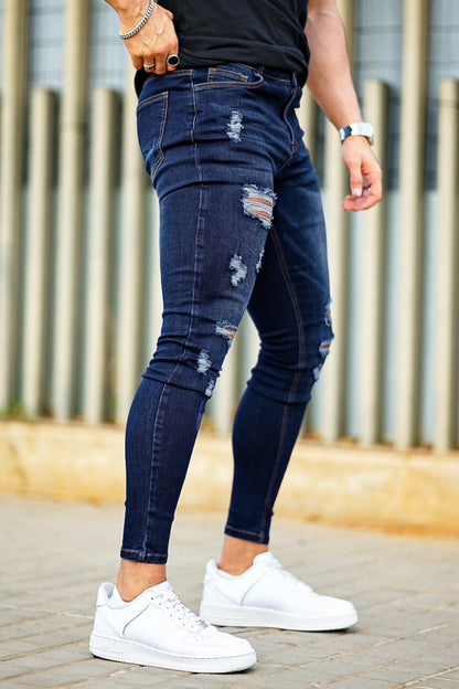 JEANS SKINNY CON ESTILO NEGRO PARA HOMBRE