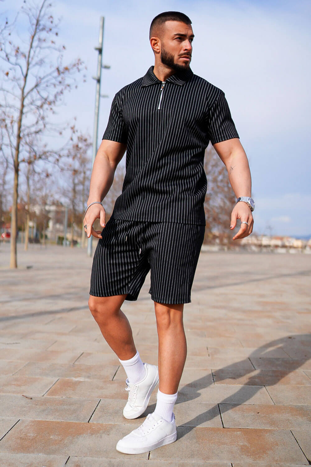 Men's Casual Sets - Stripe & Black