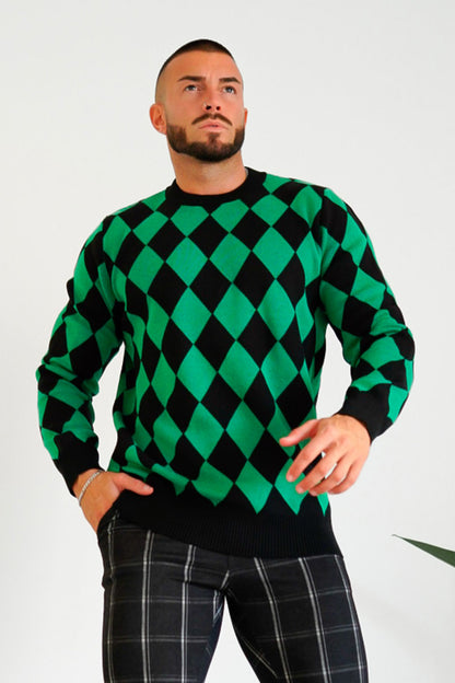 green men’s plaid sweater