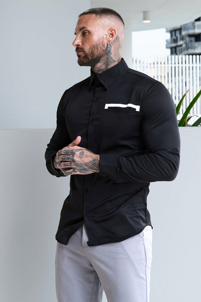 Men's Black Dress Shirt - Button