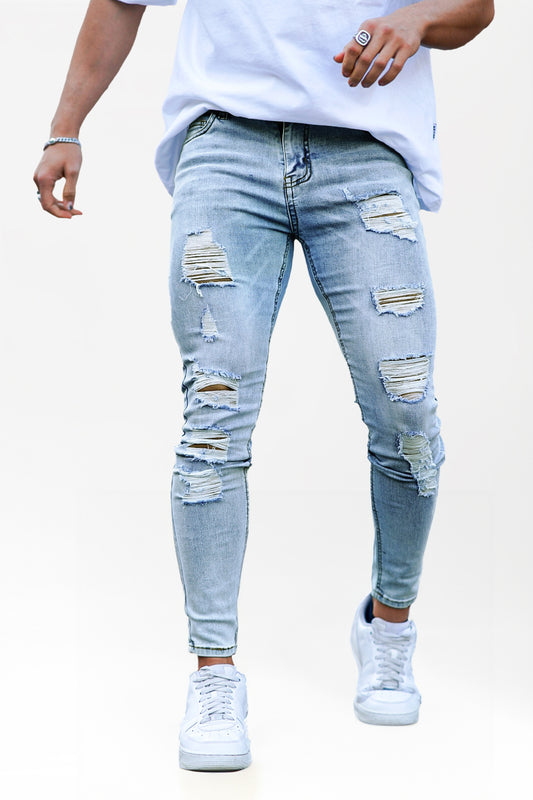 Jean skinny stretch pour homme - Bleu clair