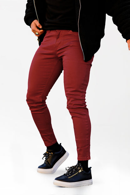 Men's High Waisted Skinny Jean - Red