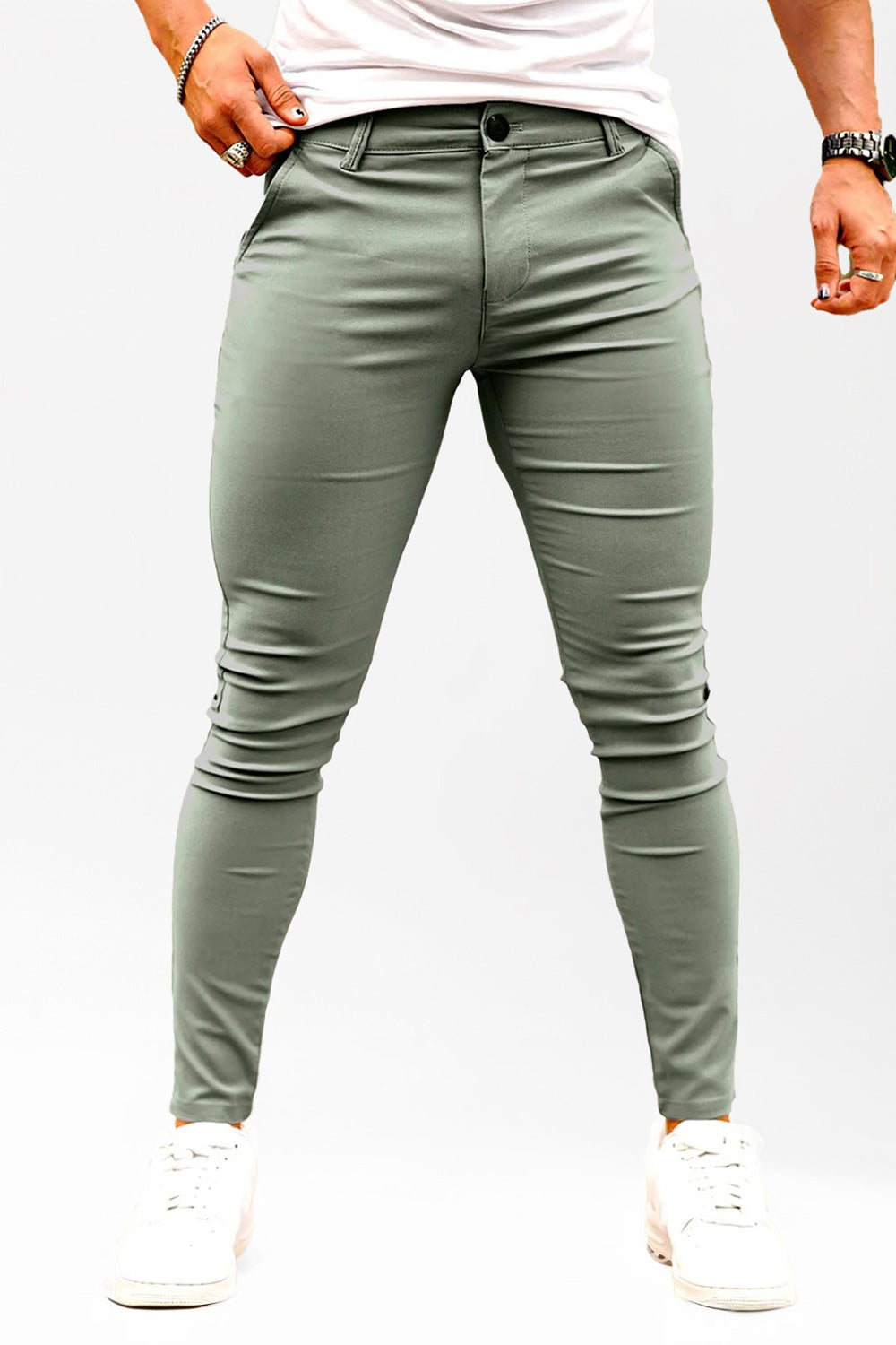 Mens Casual Skinny Pant - Light Green