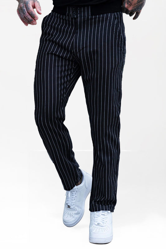 Men's Relaxed Pant - White Vertical Stripes