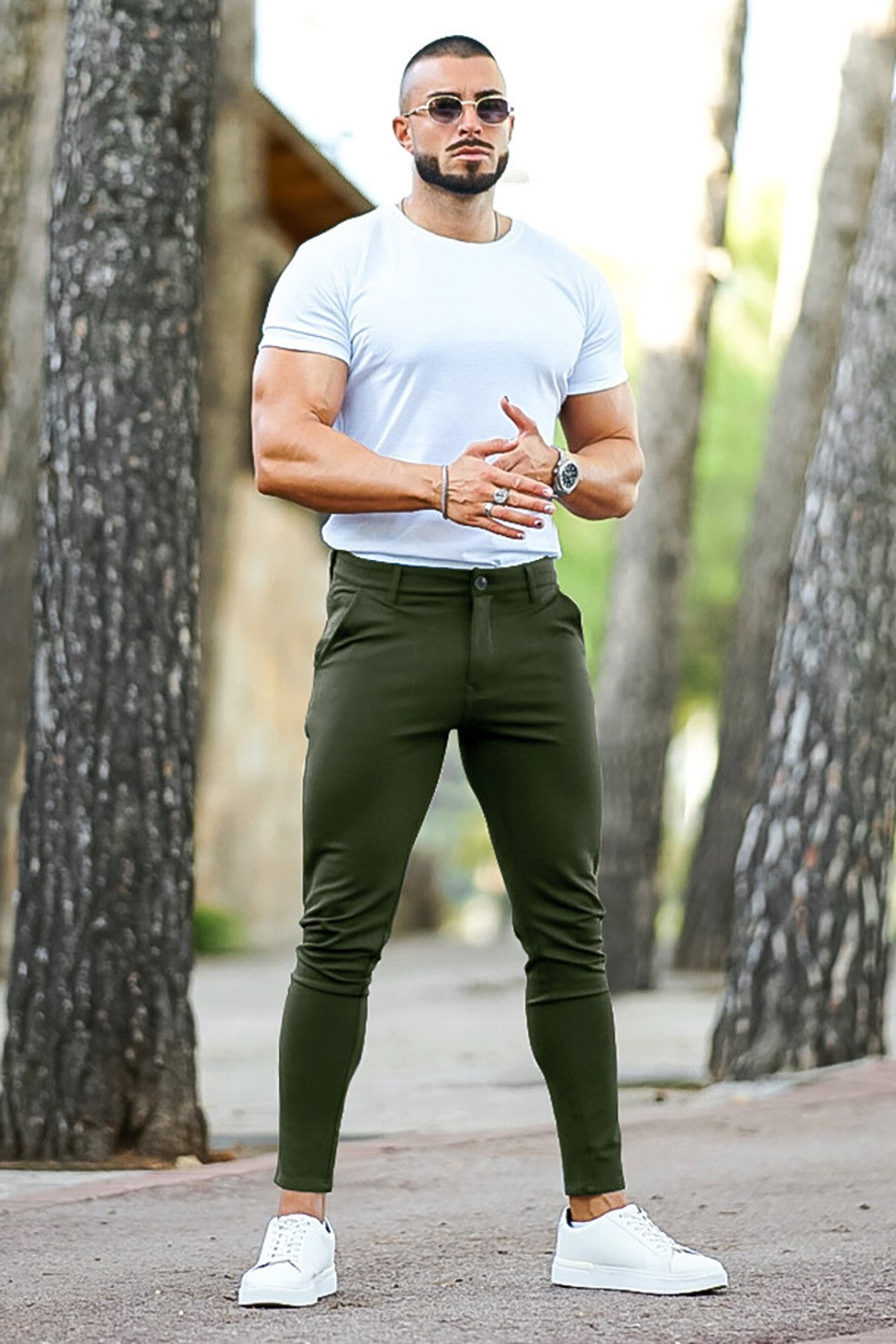 Men's Mens Casual Chino Pant - Dark Green