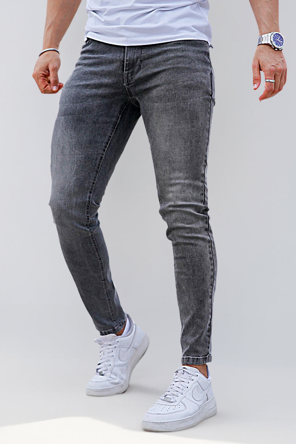 Men's Dark Gray Washed Skinny Jean