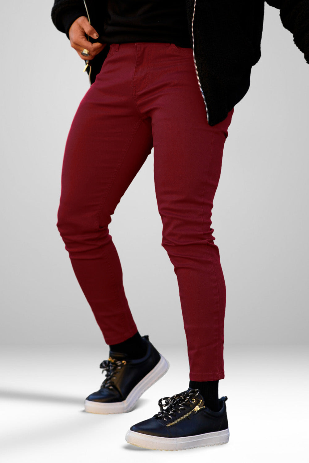 Men's High Waisted Skinny Jean - Red