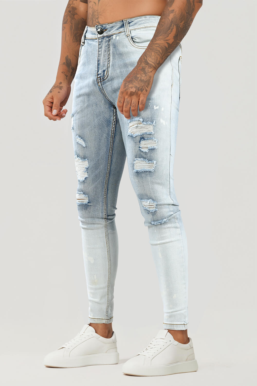 Men's Light Blue Stretch Jean - Ripped