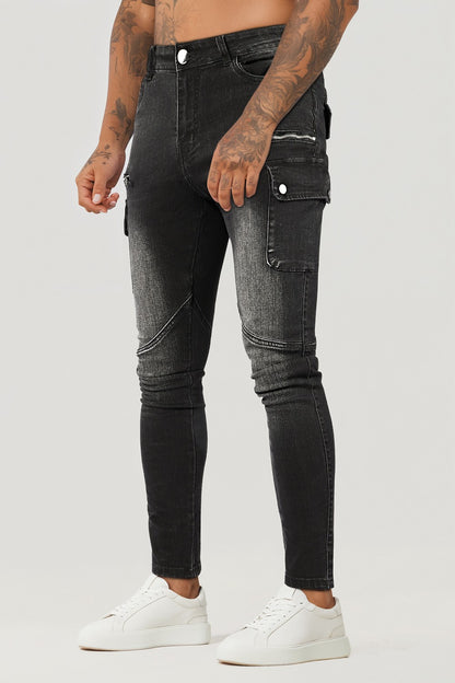 Gray Skinny Jean For Men - Multi Pocket