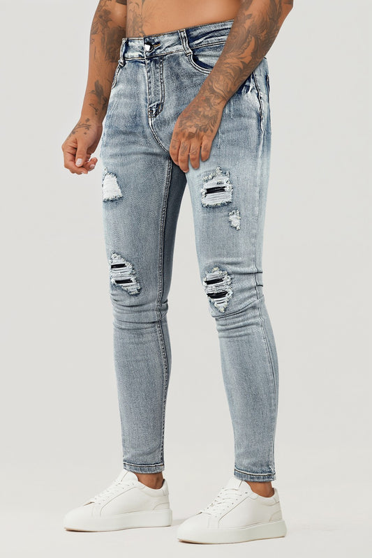 Men's Ripped Knee Skinny Jean - Light Blue