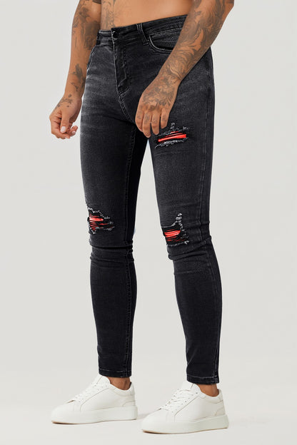 Men's Ripped Knee Skinny Jean - Black