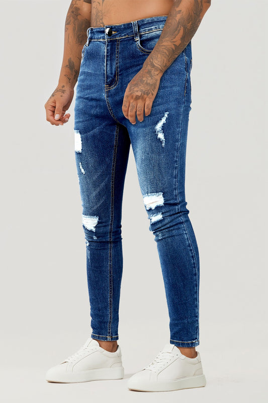 Mens Ripped Skinny Jean - Blue