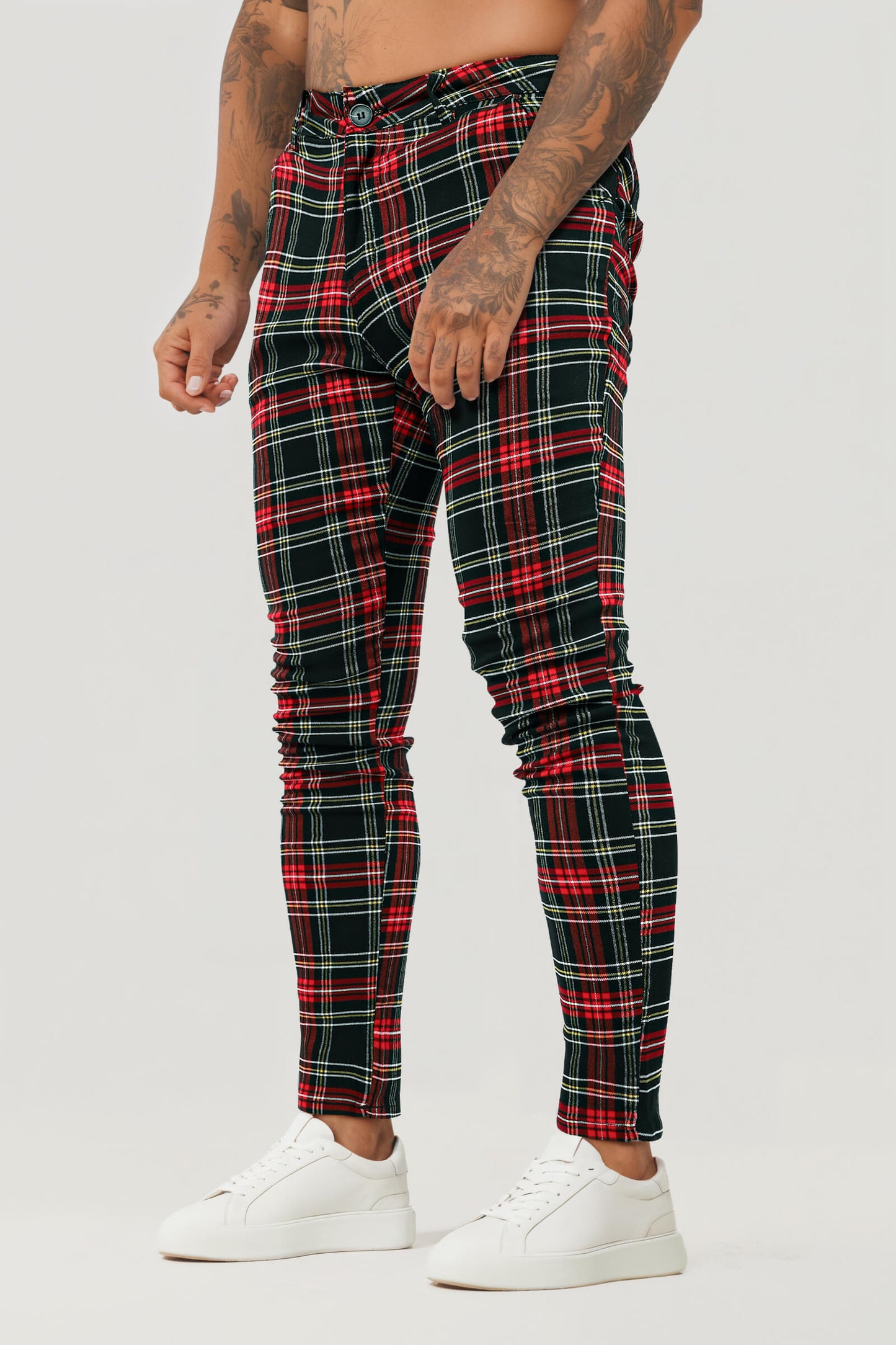 Pantalones de cuadros grises para hombre