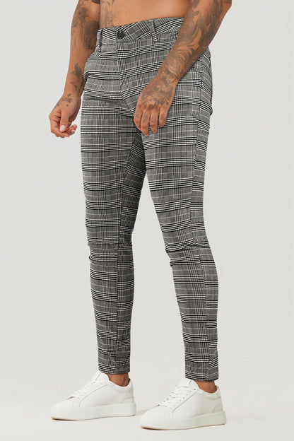 Mens Stretch Skinny Grid Pant