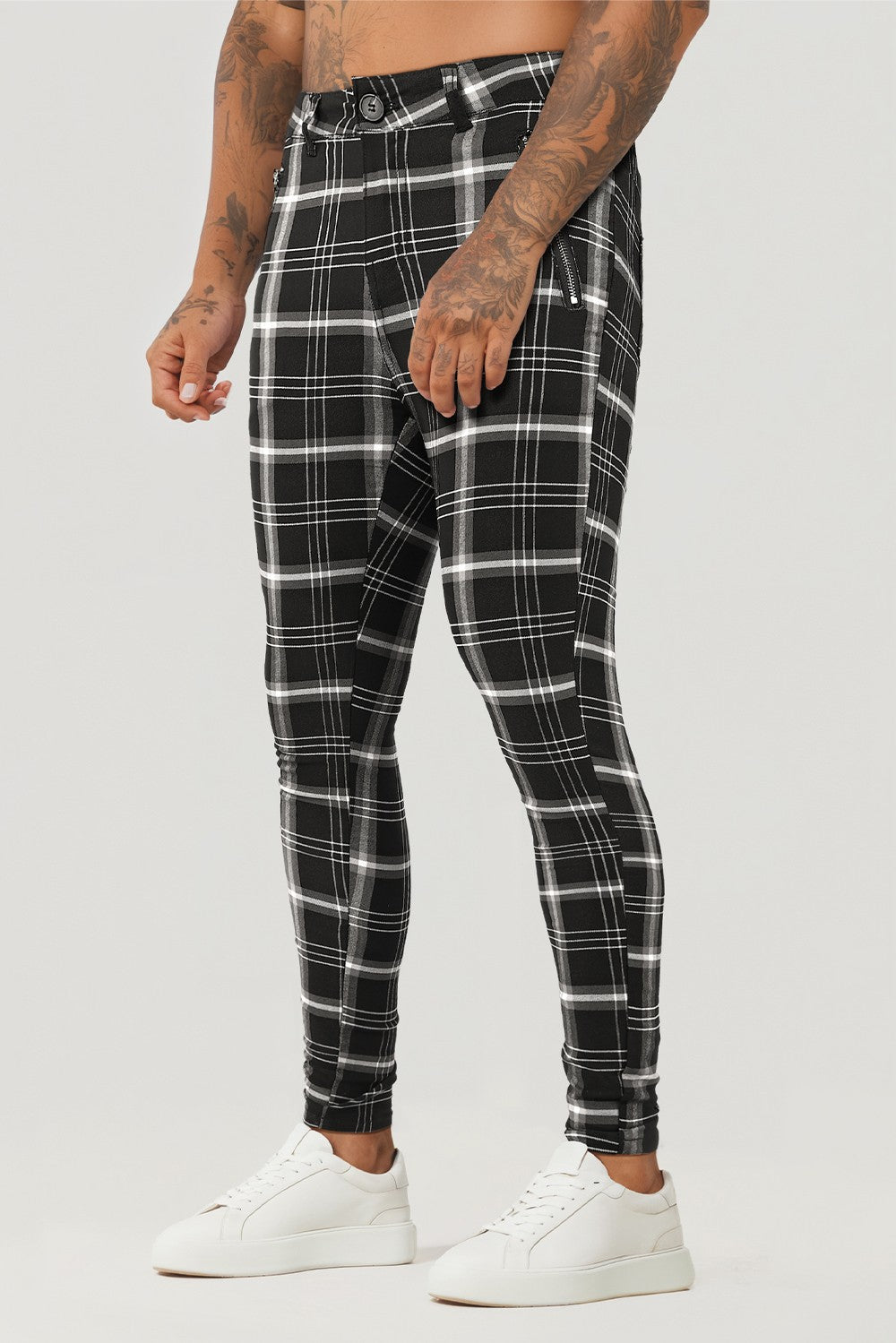 Mens Black Plaid Pant