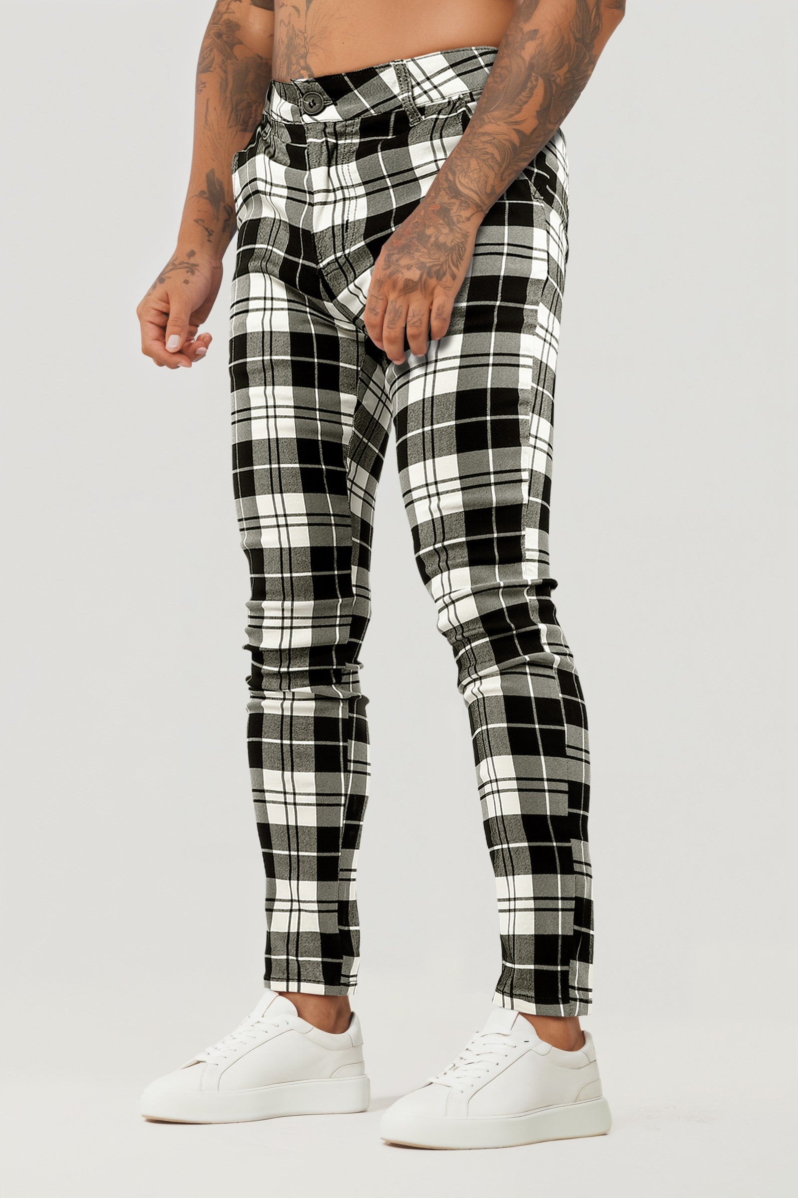 Men's Plaid Pant - Black And White