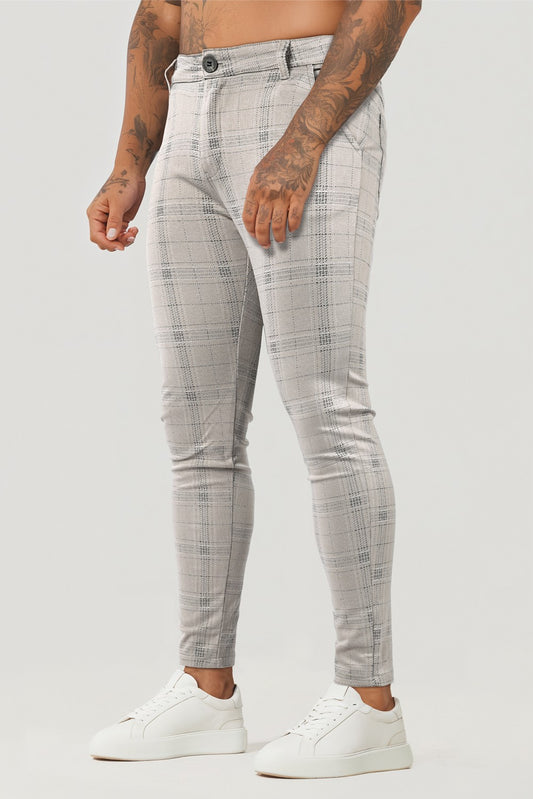 Pantalón gris de hombre - Cuadros