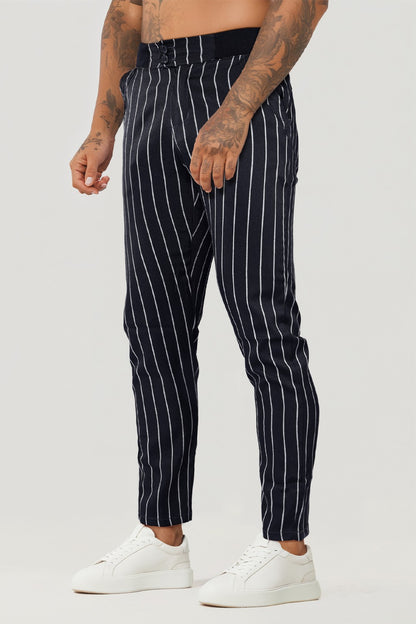 Men's Relaxed Pant - White Vertical Stripes