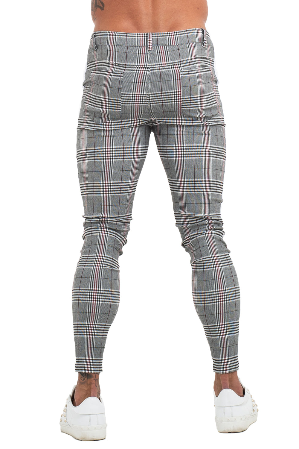 men's grey plaid chino pants