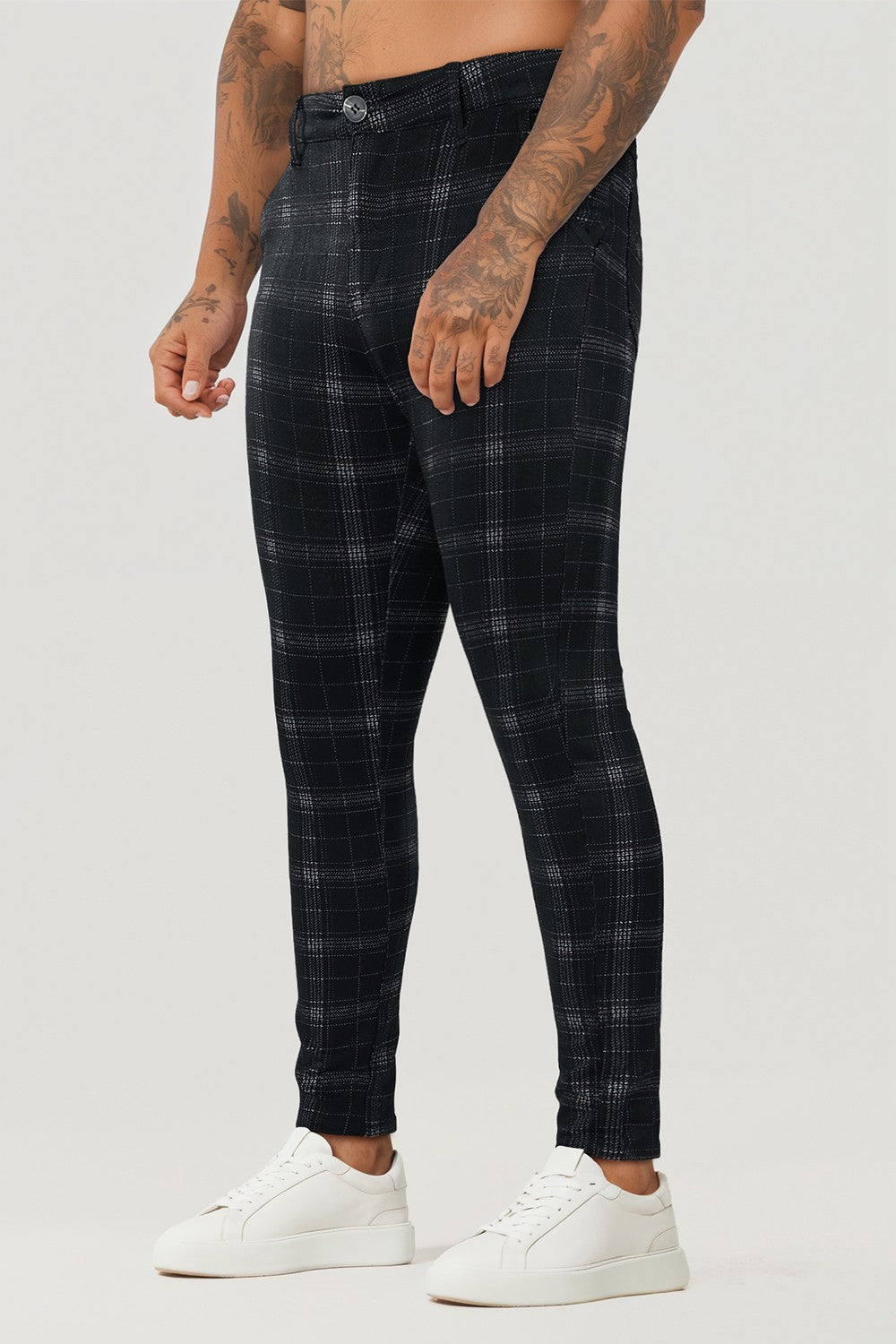 Mens Black Checkered Pants