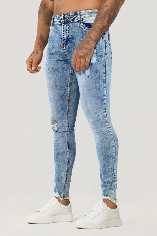 JEANS SKINNY ROTOS-AZUL