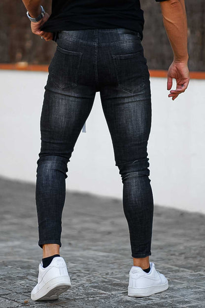 Men's Relaxed Skinny Jeans - Black & Ripped