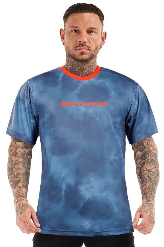 T-shirt girocollo da uomo GINGTTO-Blu