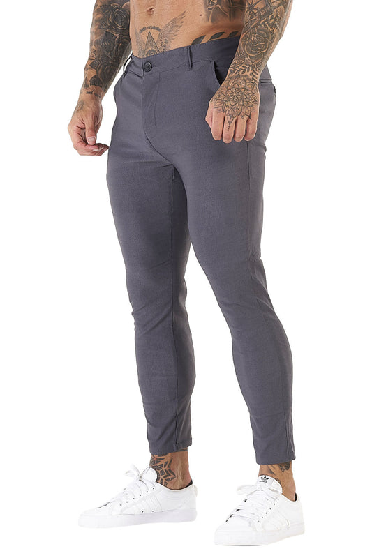 Pantaloni chino skinny a rete da uomo - Grigi