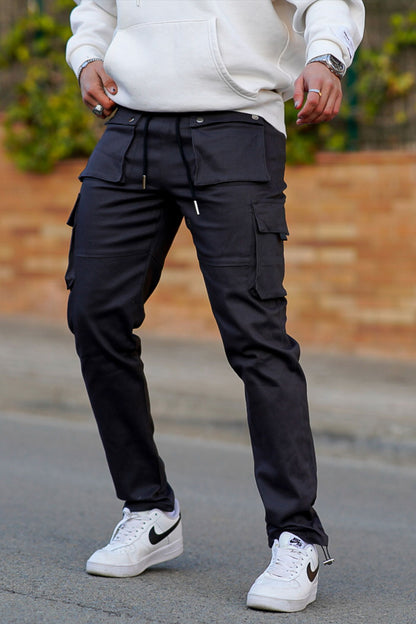 black slim cargo pants