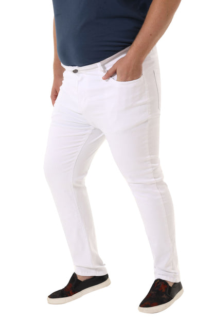 Mens White Jeans Ripped Stretch Jeans(B&T)