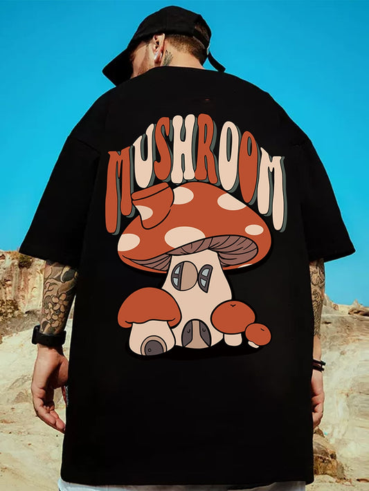 Men Mushroom & Letter Graphic Tee