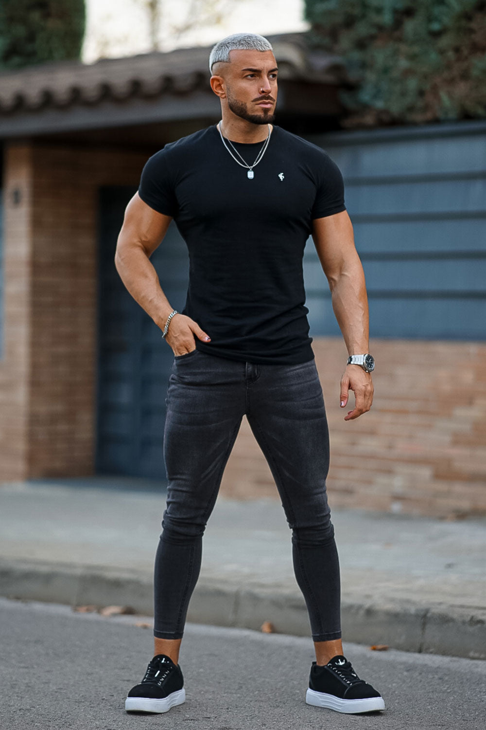 men's gray skinny jeans