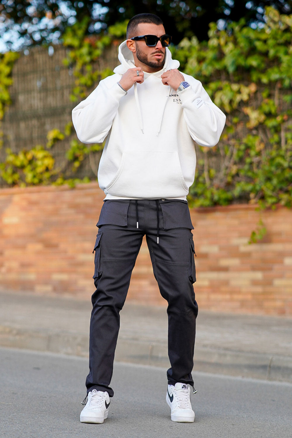 black slim cargo pants