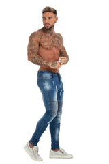 Buy $80 Free Shipping Mens Skinny Ripped Biker Jeans Stretch Jeans