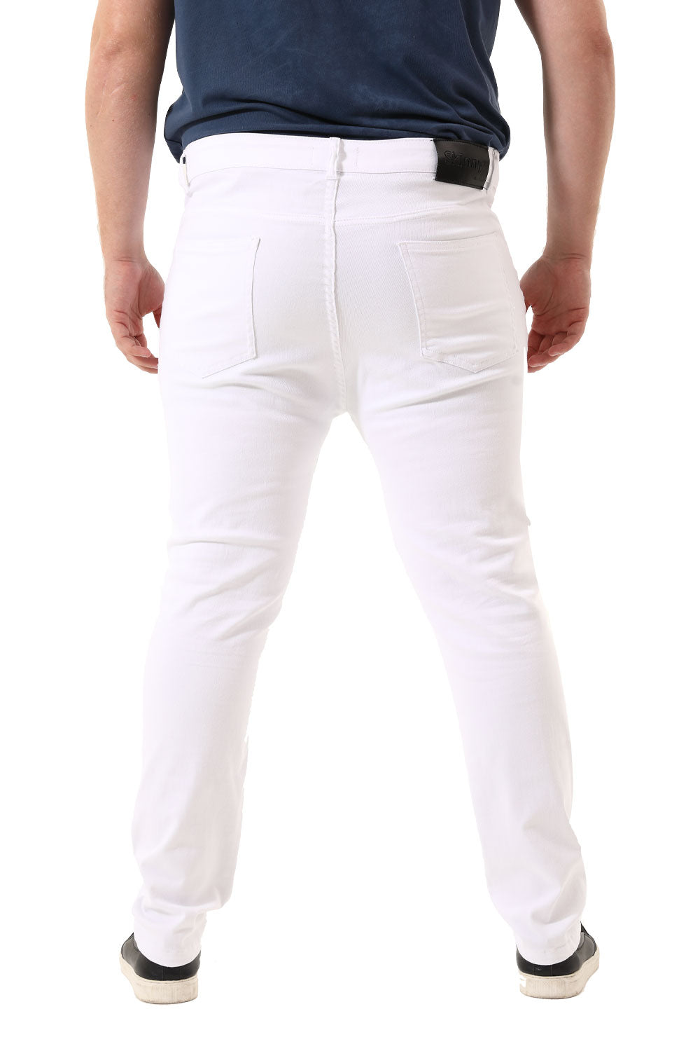 Mens White Jeans Ripped Stretch Jeans(B&T)