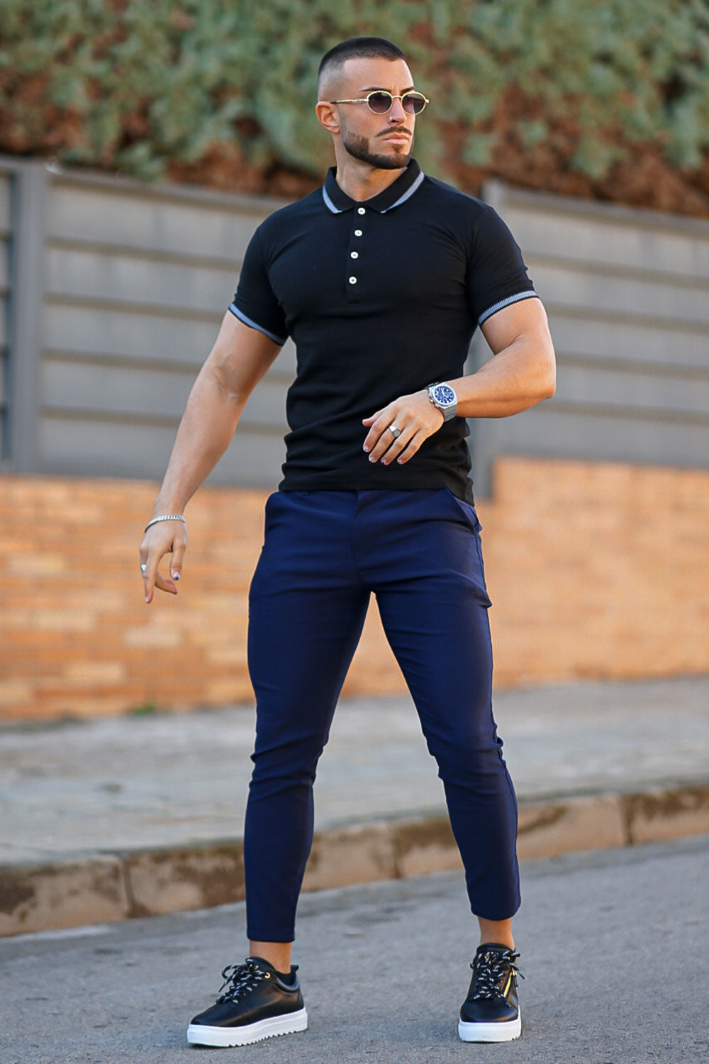 men's navy skinny chinos