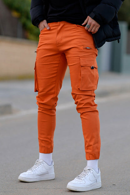 men's orange cargo pants