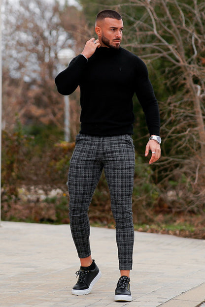 men's grey plaid pants