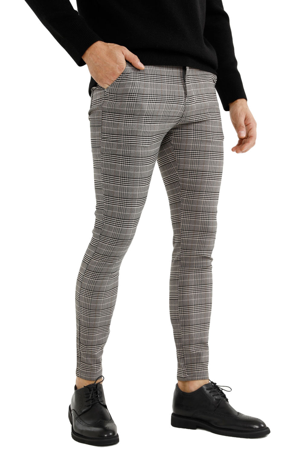 men's black plaid pants